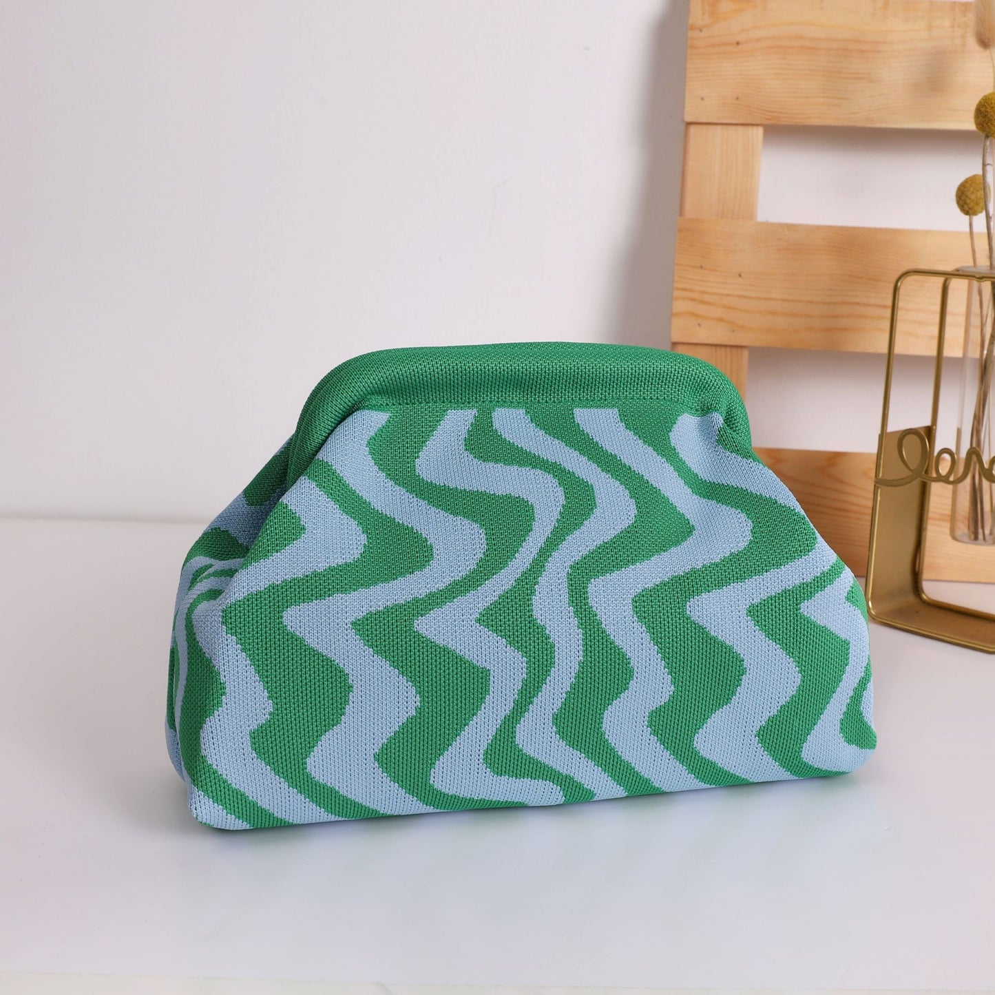 Wave Knit Clutch Bag