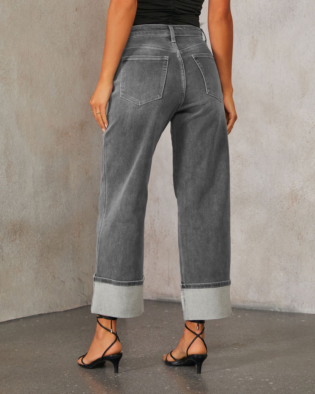 High Rise Straight Cuff Jeans