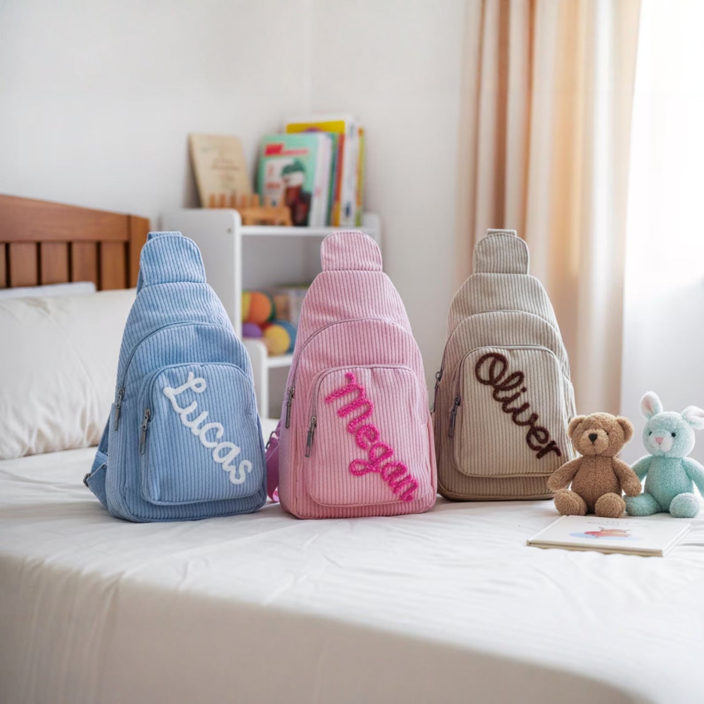 Personalized Name Knitted Sling Bag for Kids