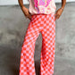 Checkerboard Print Casual Pants