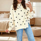 Oversized Color-Block Polka-Dot Print Pullover Sweatshirt