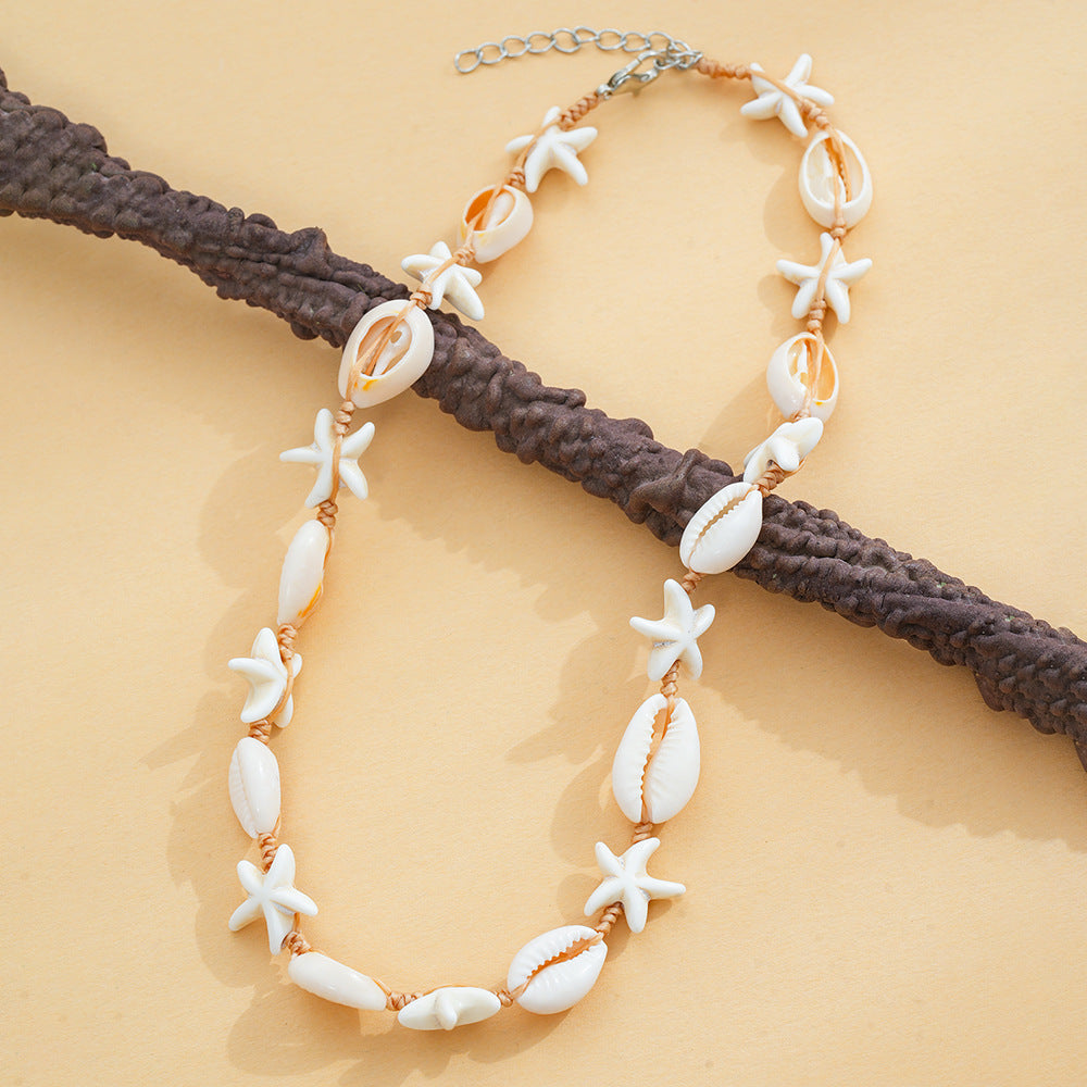 Starfish and Seashell Woven Necklace