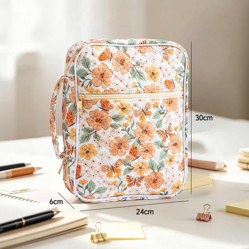 Floral Quilted Large Capacity Bible Book Storage Bag