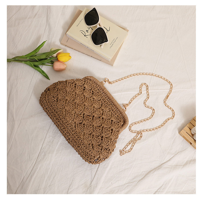 Handcrafted Openwork Straw Crossbody Bag