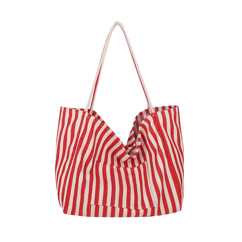 Large Capacity Striped Canvas Bag