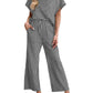 Stripe Round Neck Tee and Pant Set