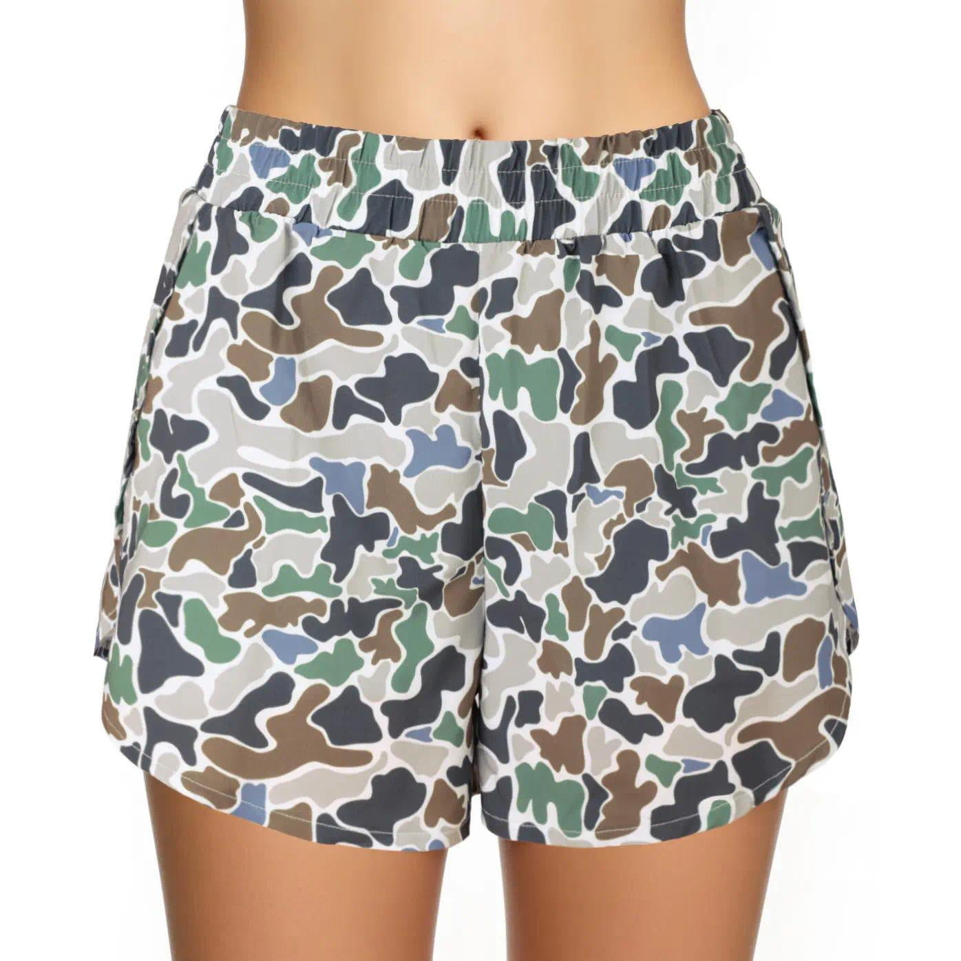 High-Waisted Camo Athletic Running Shorts