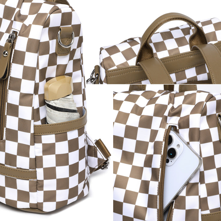 Convertible Checkered Backpack Purse — 2-in-1 Fashion Shoulder Bag