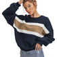 Contrast Color Loose Round Neck Sweatshirt
