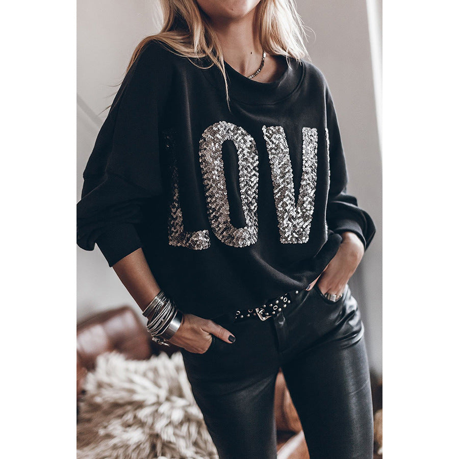 Valentine’s Day LOVE Sequin Sweatshirt