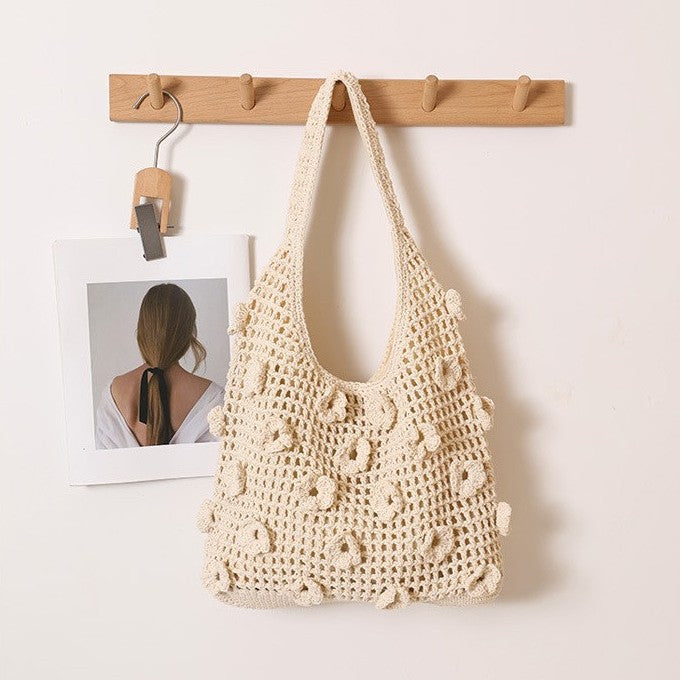 Floral Cotton Thread Woven Tote Bag
