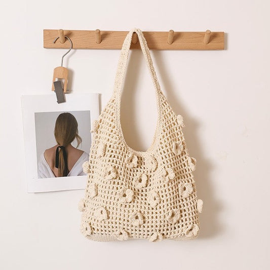 Floral Cotton Thread Woven Tote Bag