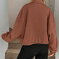 Chic Geometric Textured Zip Up Jacket
