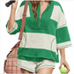 Striped Short-sleeved Oversized Shorts Two-piece Suit