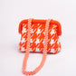 Striped Knit Cloud Frame Clutch Crossbody Bag
