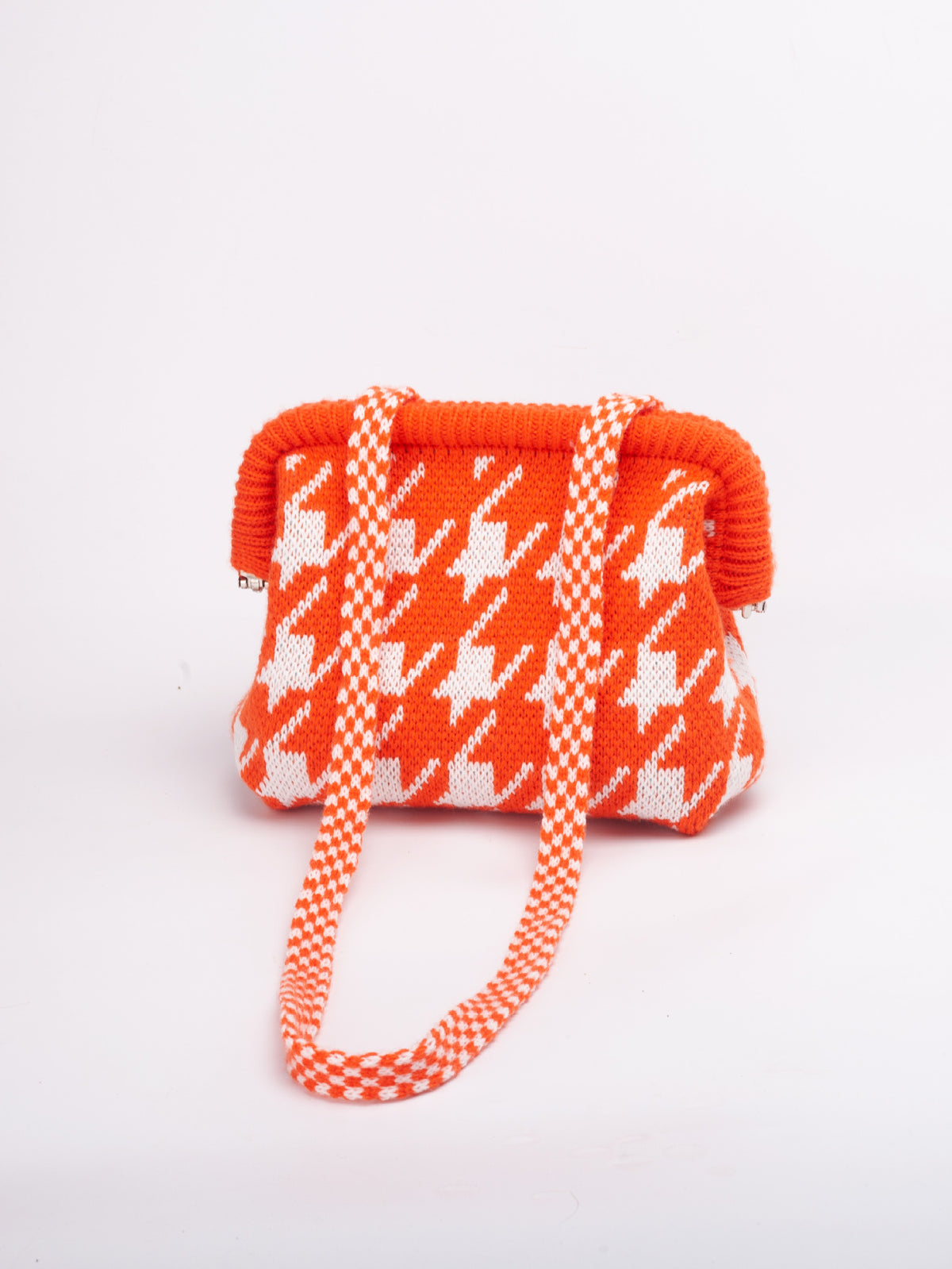 Striped Knit Cloud Frame Clutch Crossbody Bag
