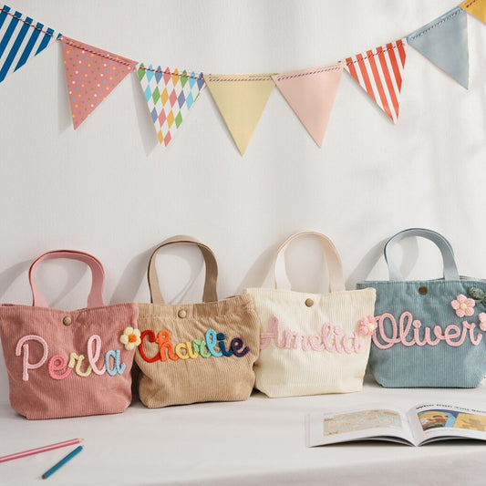Simple style corduroy women's canvas handbag with name