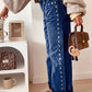 Studded Detail Straight Leg Casual Loose Jeans