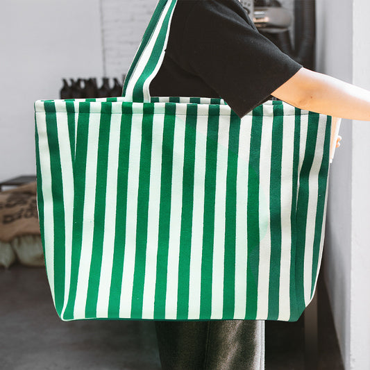 Large Capacity Striped Tote Bag