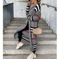 Striped Open Front Longline Sweater Cardigan