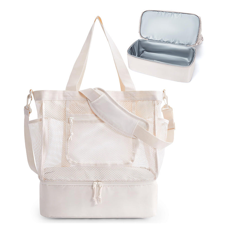 Beach Bag Mesh Tote Bags with Zipper