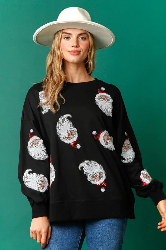 Christmas Sequin Santa Top