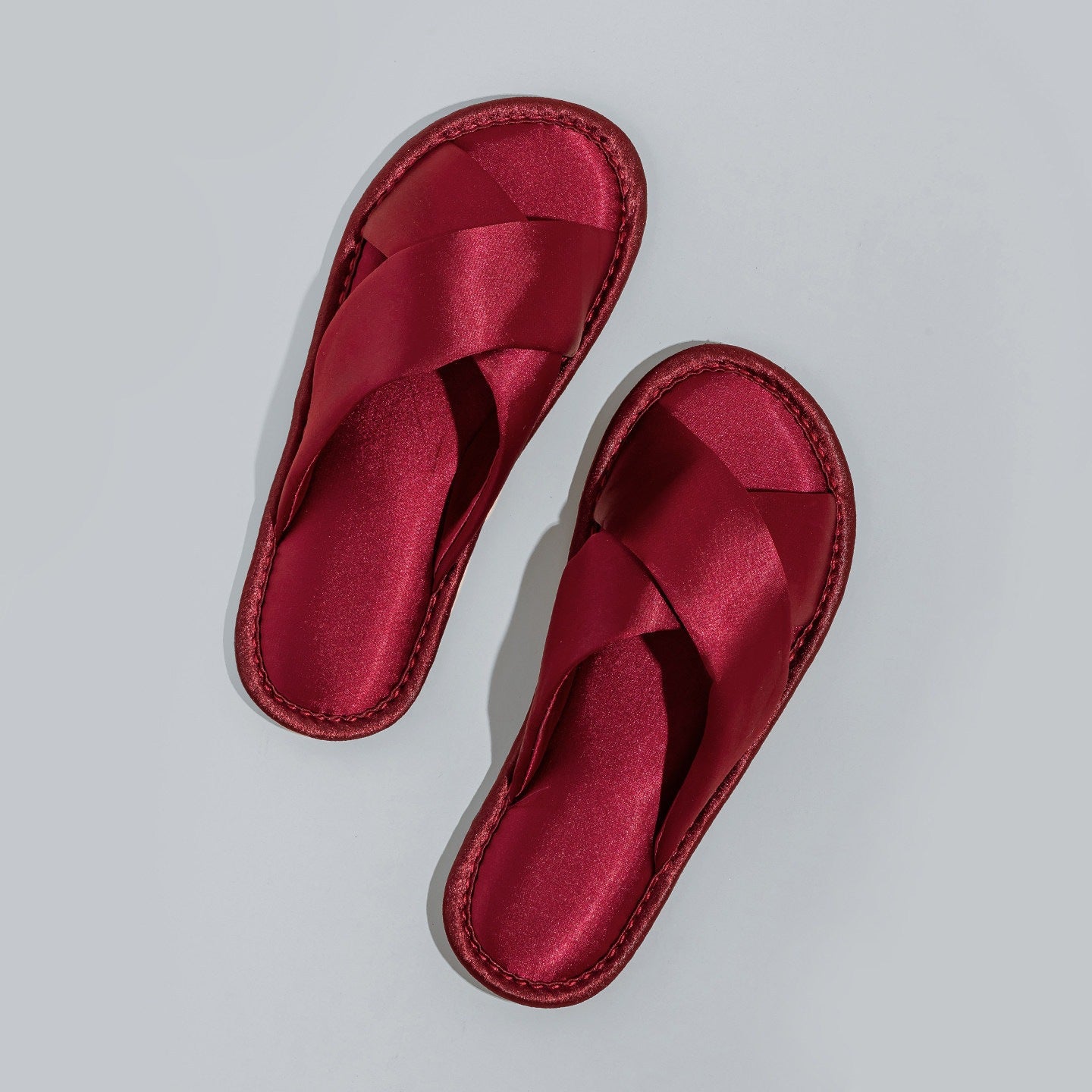 Women's Satin Cross-Strap Slide Slippers