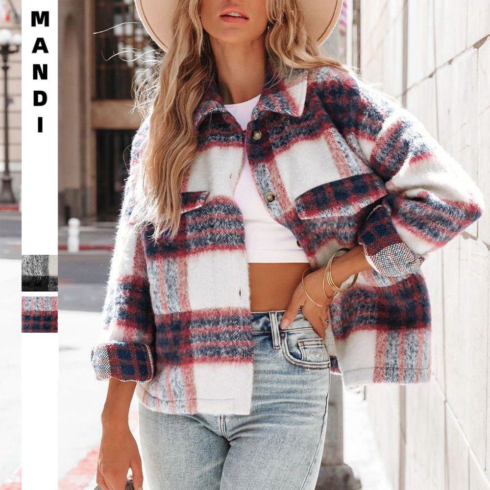 Plaid Short Woolen Thick Coat
