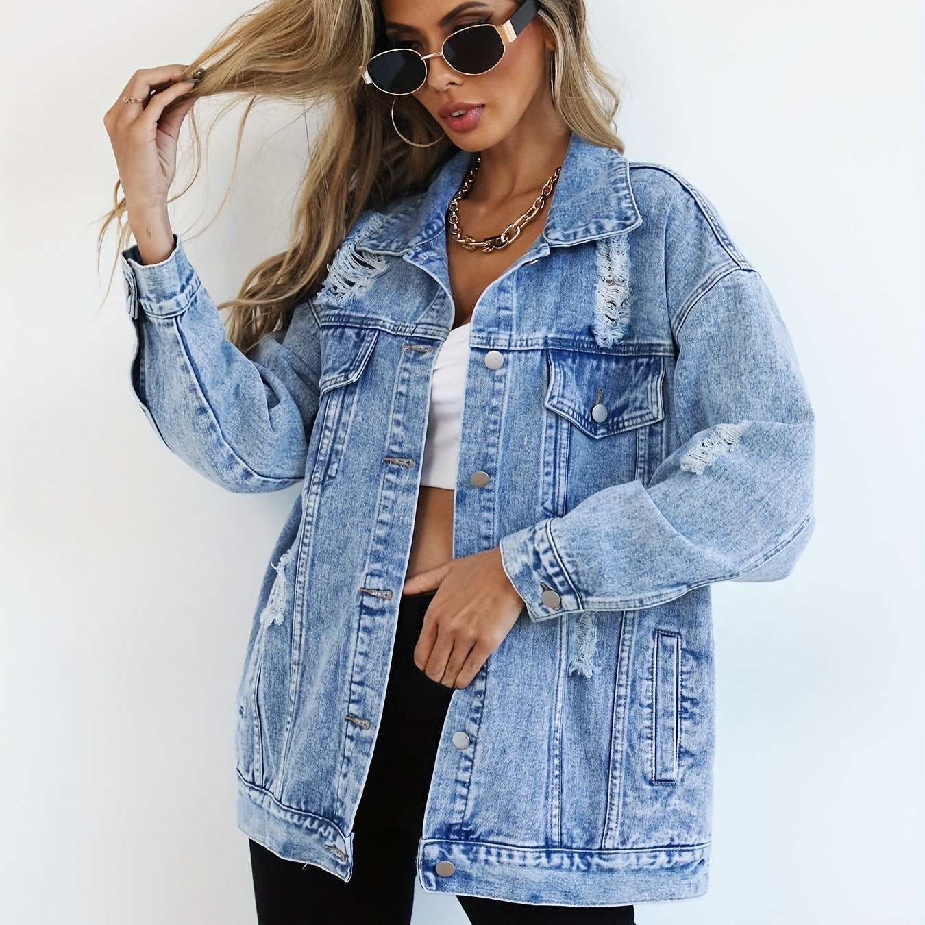 Trendy Oversized Denim Jacket for Women