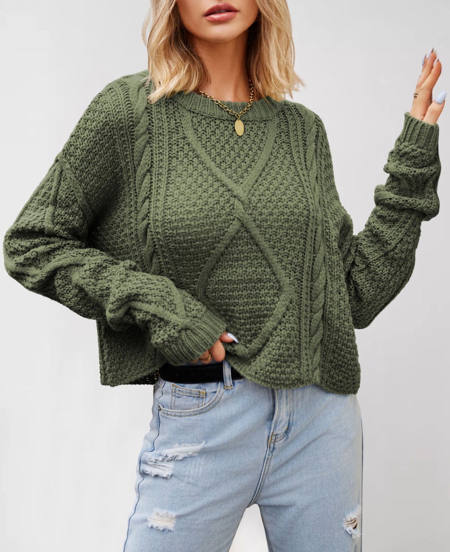 Large Size Loose Chunky Knit Pullover Sweater