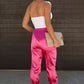 Satin Pocketed Drawstring Elastic Waist Pants