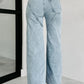 Slit-Front Wide Leg Rhinestone Jeans