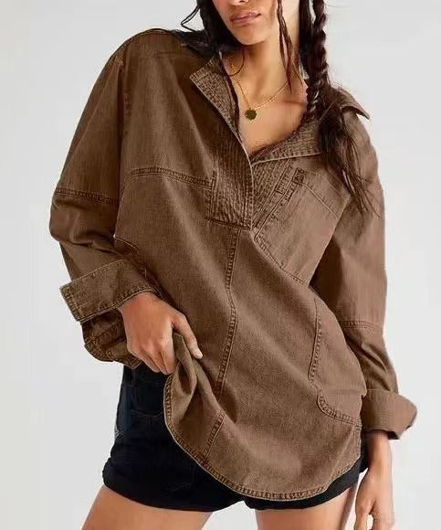 Long-sleeved Coat V-neck