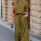 Textured Top and Wide-leg Pants Set