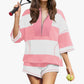 Striped Short-sleeved Oversized Shorts Two-piece Suit