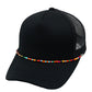 Multicolor Beaded Band Black Trucker Hat