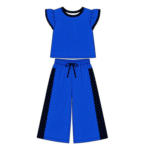 Custom Kids Top Wide Leg Pants Set Ruffle Set