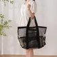Mesh Fabric Travel Storage Bag Large Capacity Visual Partition Storage Handbag