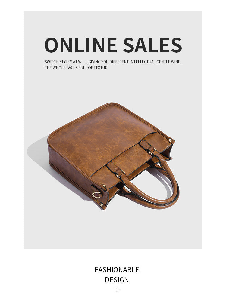 Vagan Leather Shoulder Bag with Adjustable Geometric Strap
