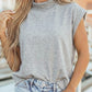 Solid Color High Neck Cap Sleeve Loose Top