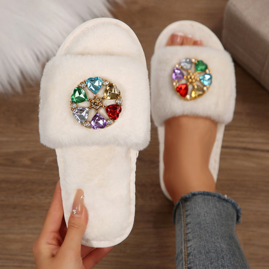 Colorful Gemstone Embellished Open-toe Sandals