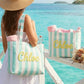 Custom Striped Tote Bag – Hand-Embroidered