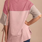 Ribbed Crew Neck Colorblock Top