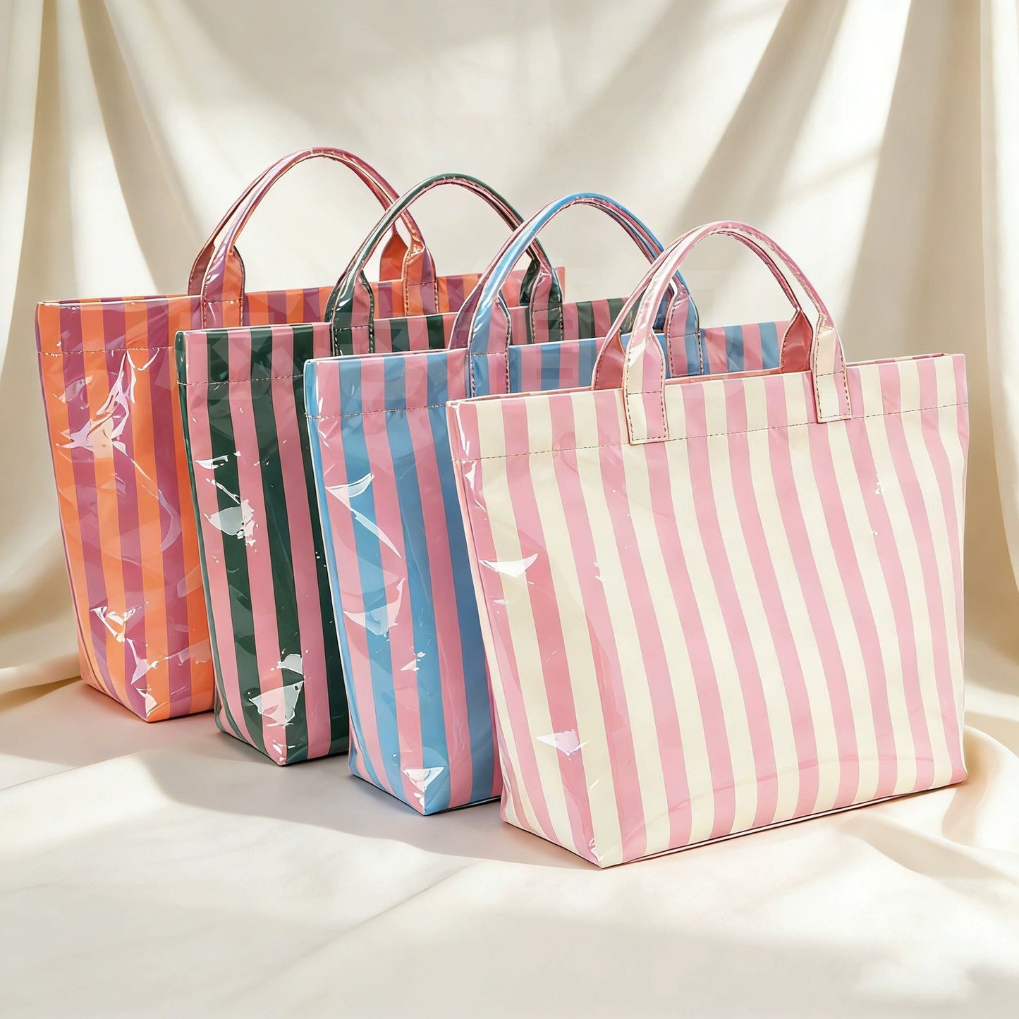PVC Striped Tote Bag