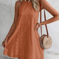 Boho Eyelet Pattern Halter Neck Sleeveless Dress