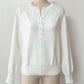 Crew Neck Button Front Knit Pullover