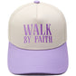 "Walk by Faith" Embroidered Retro Color-Block Trucker Hat