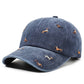 Vintage Distressed Baseball Cap with Puppy Embroidery