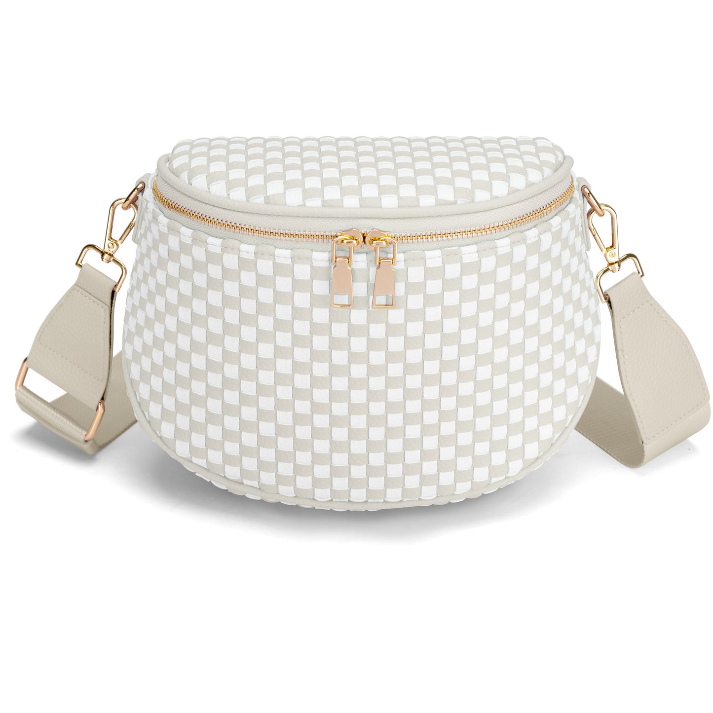 Trendy Woven Checkered Crossbody Bum Bag for Women