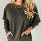 Ribbed Accent Pocketed Pullover